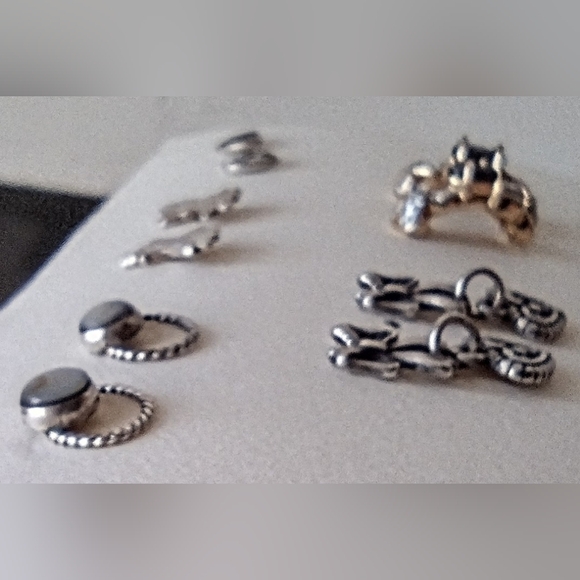 5 Pairs Sterling Silver Earrings, all marked 925. Hearts Angels MOP. Nice - Picture 8 of 9